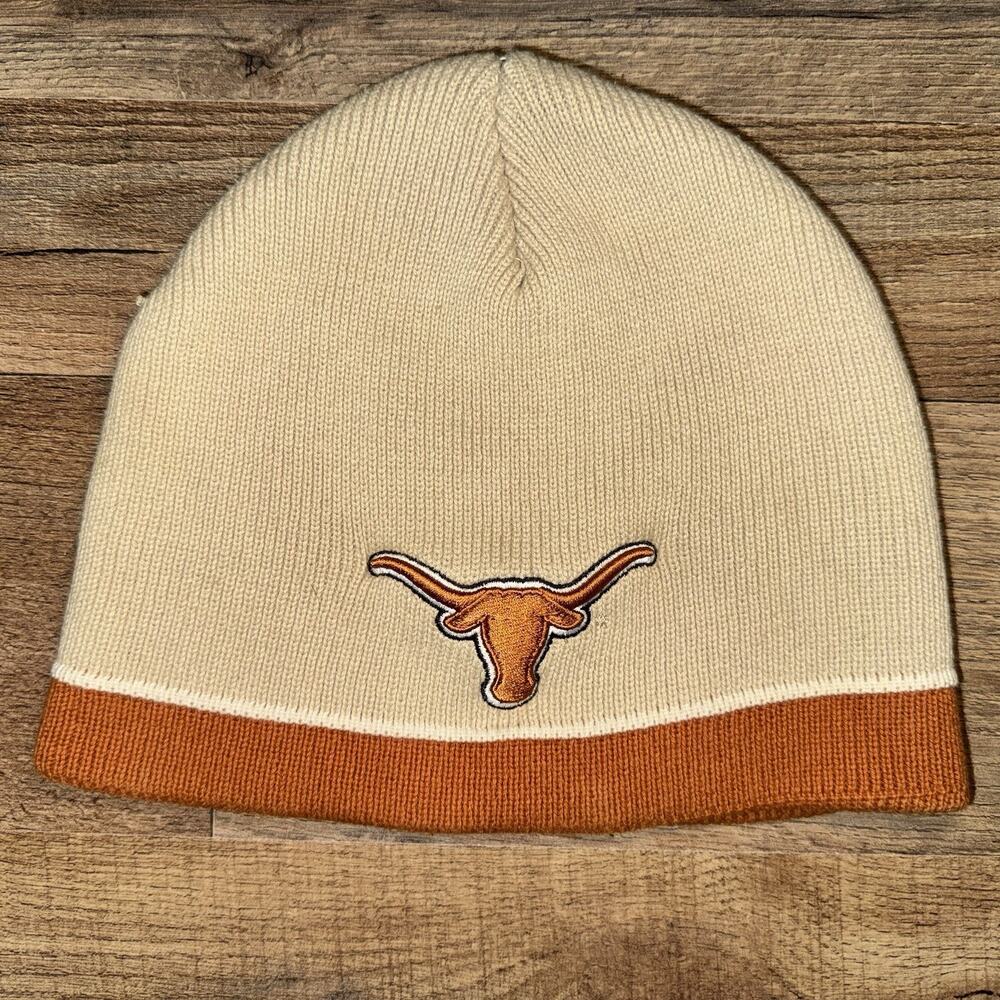Texas Longhorns UT Beanie White Orange Officially Licensed Collegiate Product